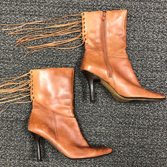 Two Lips Women’s Brown Leather Fringed Boots 7 1/2 - Picture 2 of 8